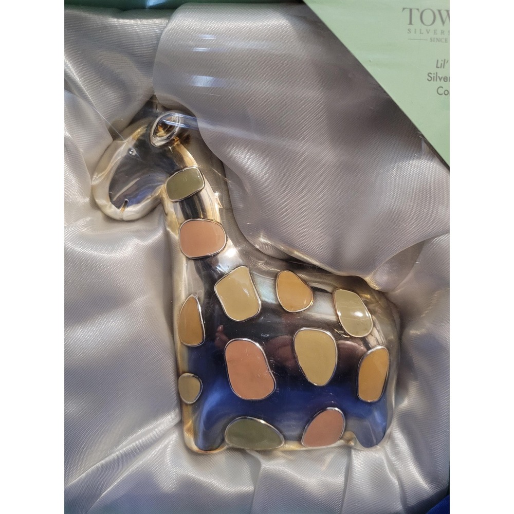 Silver-plated and Enamel Giraffe Coin Bank Towle Silversmiths Lil' Giraffe NIB